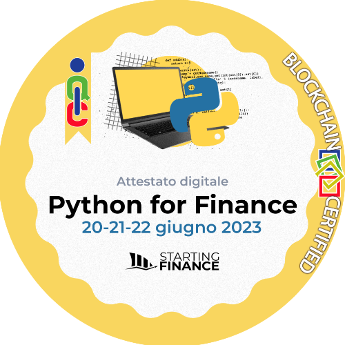 Masterclass Python for Finance | Starter | Streaming | 20-21-22 giugno 2023