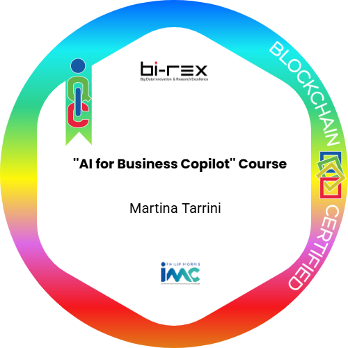 Logo del badge ''AI for business Copilot' Course | Philip Morris International