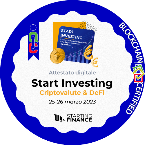 Masterclass Start Investing | Criptovalute & DeFi | Streaming | 25-26 marzo 2023