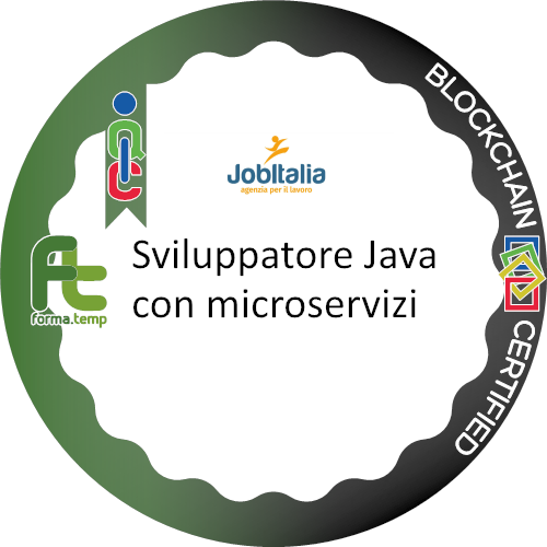 Logo del badge Sviluppatore Java con microservizi